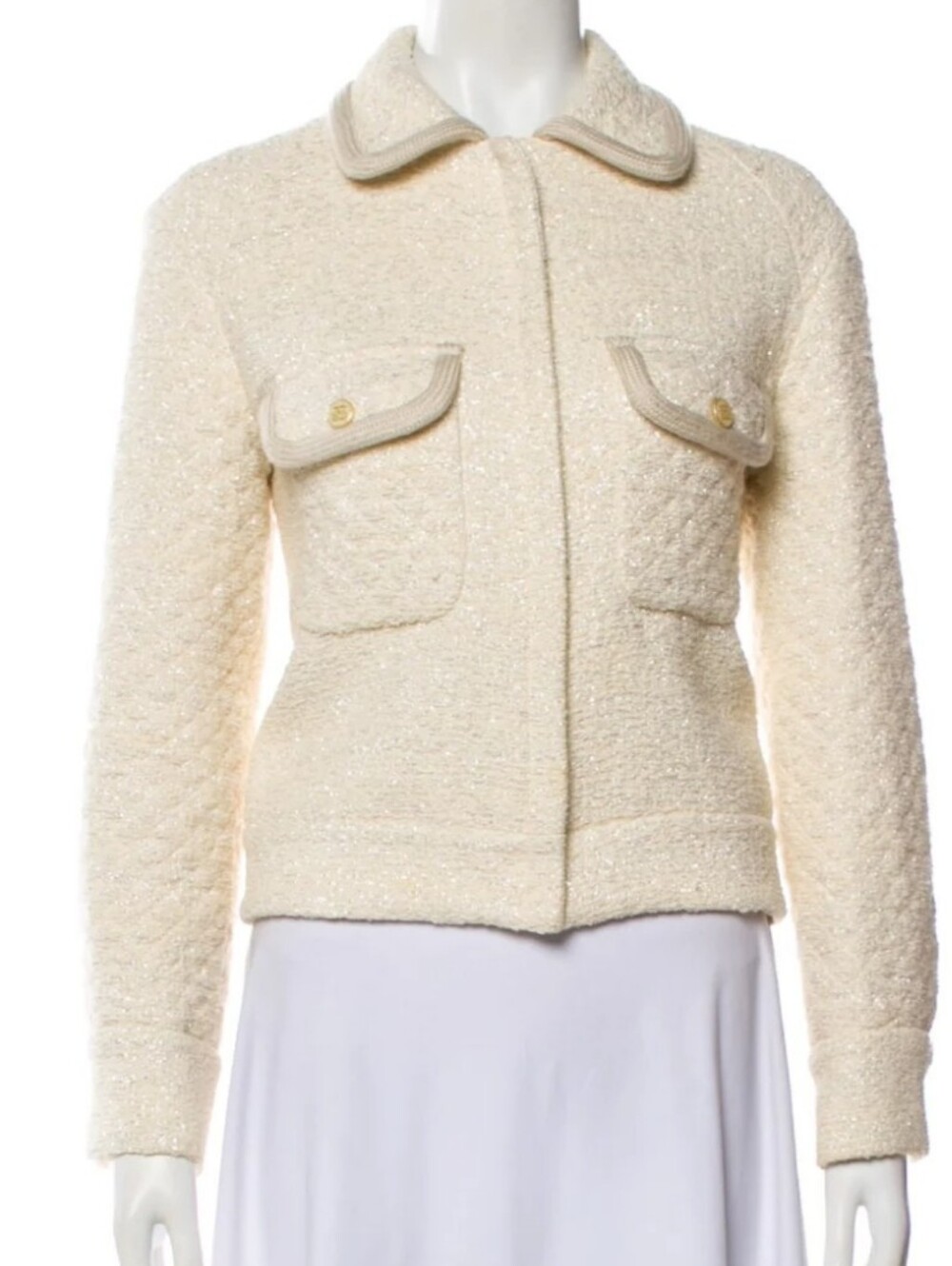 Sandro Authentic Tweed Pattern Jacket Metallic  Size: XS